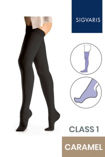 Sigvaris Essential Comfortable Unisex Class 1 Thigh High Caramel Compression Stockings